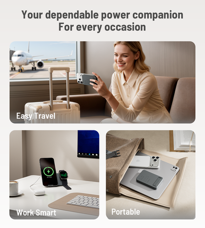 KUXIU K2 3-in-1 MagSafe Powerbank mit Qi2 15W Schnellladung - Grau