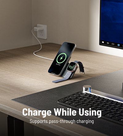 KUXIU K2 3-in-1 MagSafe Powerbank mit Qi2 15W Schnellladung - Grau