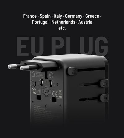 KUXIU 100W Universal Travel Adapter with Built-in Retractable Cable