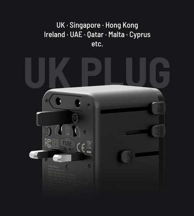 KUXIU 100W Universal Travel Adapter with Built-in Retractable Cable