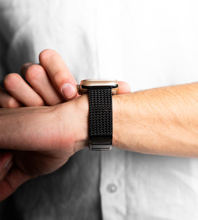 KUXIU Czarny stal nierdzewna magnetyczny pasek do Apple Watch
