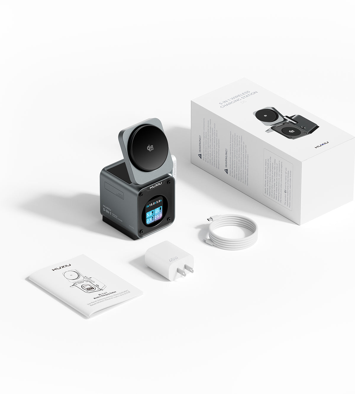 KUXIU D5 Qi2.2 25W 5-in-1 Wireless Charging Station