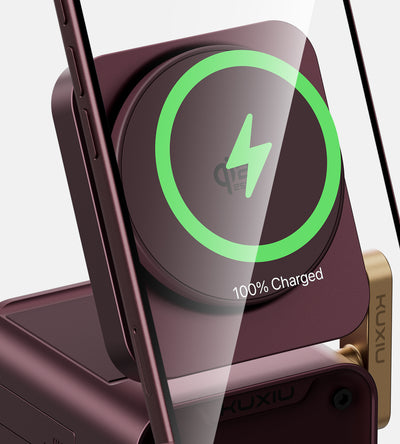 KUXIU D5 Qi2.2 25W 3-i-1 trådløs opladningsstation - bordeaux