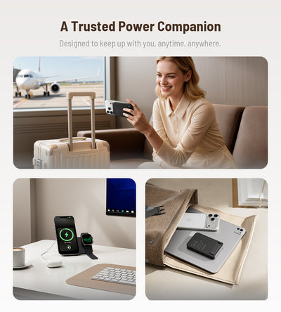 KUXIU K1 Banco de Energía MagSafe 3 en 1 de Carga Rápida 15W - Negro