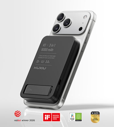 KUXIU K1 Banco de Energía MagSafe 3 en 1 de Carga Rápida 15W - Negro