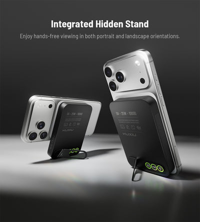 KUXIU S4 Qi2.2 25W 10000mAh Aluminum Alloy Semi-Solid Safe Wireless Power Bank — Black