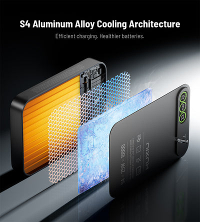 KUXIU S4 Qi2.2 25W 10000mAh Aluminum Alloy Semi-Solid Safe Wireless Power Bank — Black