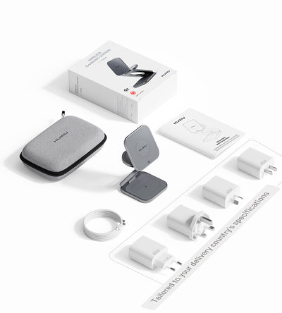 KUXIU X40 Turbo Skládací bezdrátová nabíječka 3-v-1 MagSafe 25W, certifikovaná Qi2.2 - Šedá