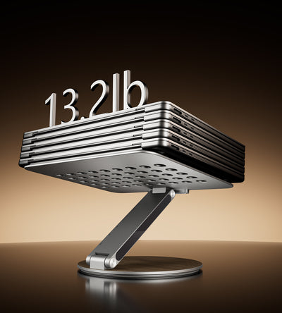 KUXIU X53 Supporto ergonomico per laptop con hub 8-in-1 integrato - Venatura del legno