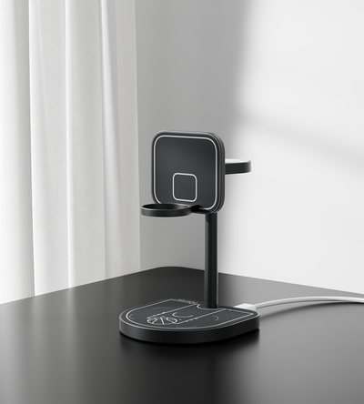 KUXIU X85 Turbo Qi2.2 25W 3-in-1 Creative Wireless Charging Station - Black