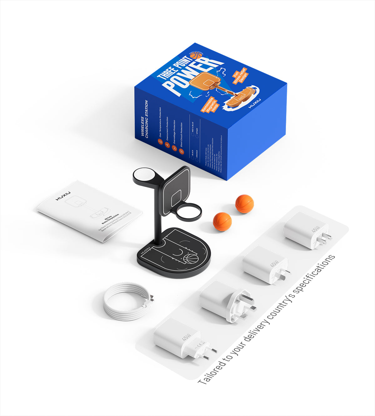 KUXIU X85 Turbo Qi2.2 25W 3-in-1 Creative Wireless Charging Station - Black