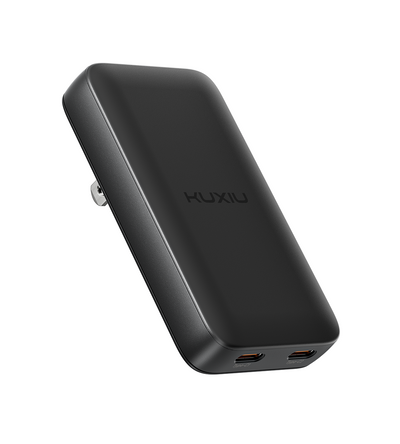 KUXIU 65W UltraSlim GaN Adapter – US Plug + EU & UK Plug Adapter Set