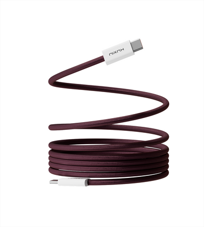 KUXIU 240W 4.92/1.5m magnetisk kabel med automatisk oprulning - bordeaux