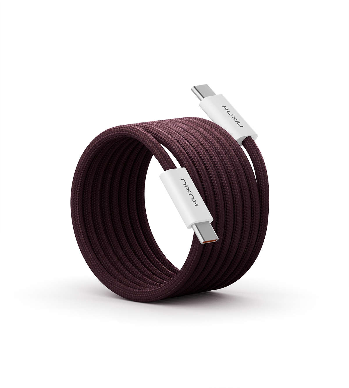 KUXIU 240W 4.92/1.5m magnetisk kabel med automatisk oprulning - bordeaux