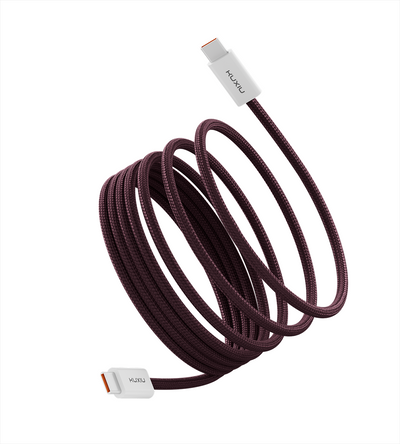 KUXIU 240W 4.92/1.5m magnetisk kabel med automatisk oprulning - bordeaux