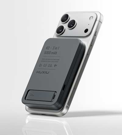 KUXIU K2 3-in-1 MagSafe Powerbank mit Qi2 15W Schnellladung - Grau