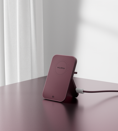 KUXIU K4 Air Qi2.3 Certified 25W 3-in-1 MagSafe Foldable Wireless Charging Stand - Burgundy