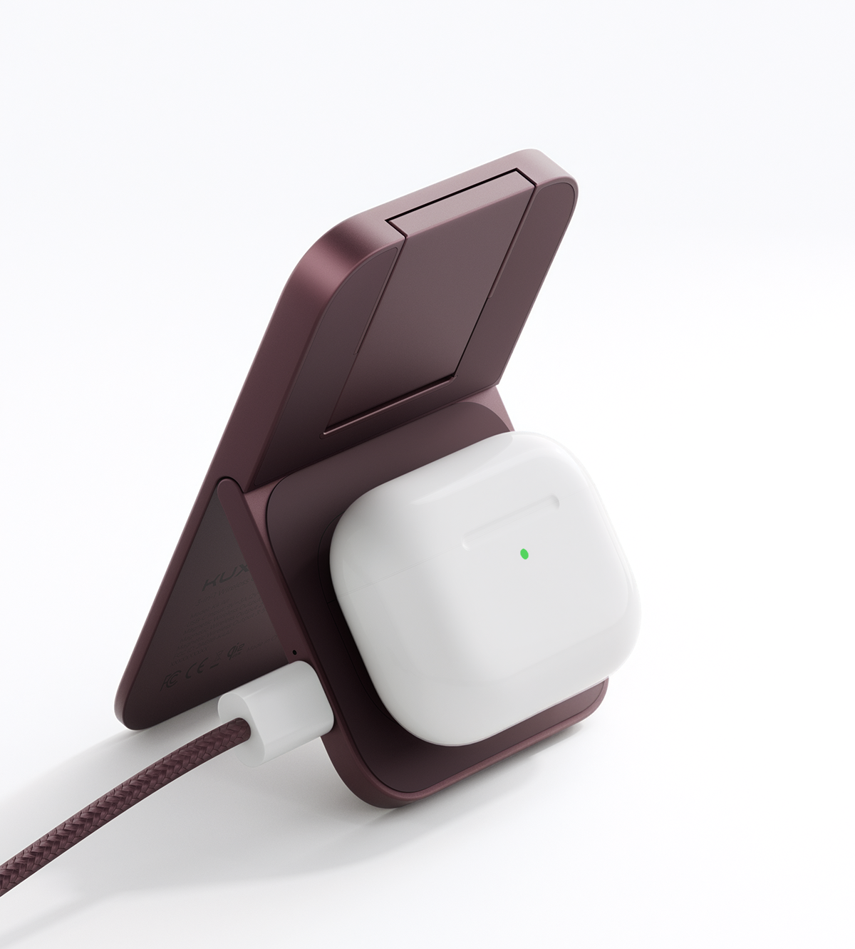 KUXIU K4 Air 25W 3-i-1 MagSafe-sammenfoldeligt trådløst opladningsstativ - bordeaux
