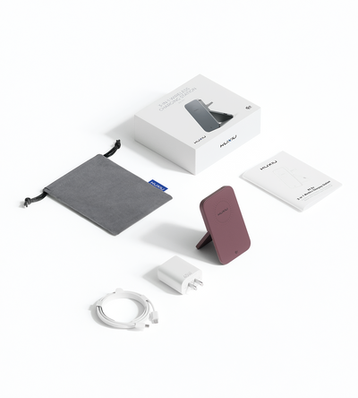 KUXIU K4 Air 25W 3-i-1 MagSafe-sammenfoldeligt trådløst opladningsstativ - bordeaux