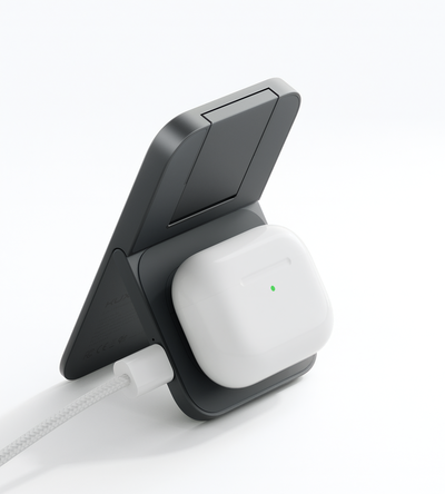 KUXIU K4 Air 25W 3-i-1 MagSafe-sammenfoldeligt trådløst opladningsstativ - grå