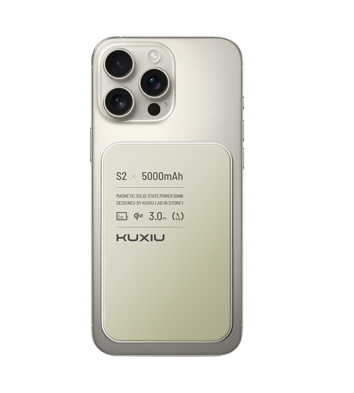 KUXIU S2 Qi2 5000mAh MagSafe Solid-State Power Bank - Natural titanium