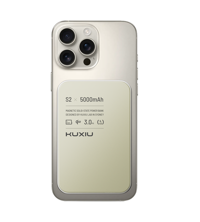 KUXIU S2 Qi2 5000mAh MagSafe Solid-State Power Bank - Natural titanium