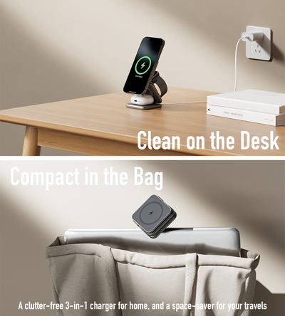 KUXIU X40 Soporte de Carga Plegable MagSafe 3 en 1 - Gris
