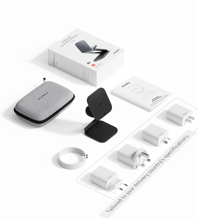KUXIU X40 Turbo Qi2.2 Certified 25W 3-in-1 MagSafe Foldable Wireless Charging Stand  - Black