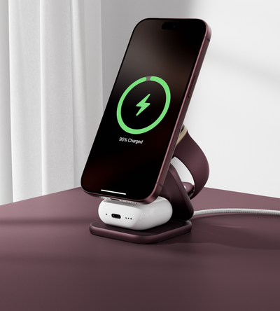 KUXIU X40 Turbo Qi2.2 Certified 25W 3-in-1 MagSafe Foldable Wireless Charging Stand  - Burgundy