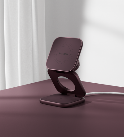 KUXIU X40 Turbo Qi2.2 Certified 25W 3-in-1 MagSafe Foldable Wireless Charging Stand  - Burgundy
