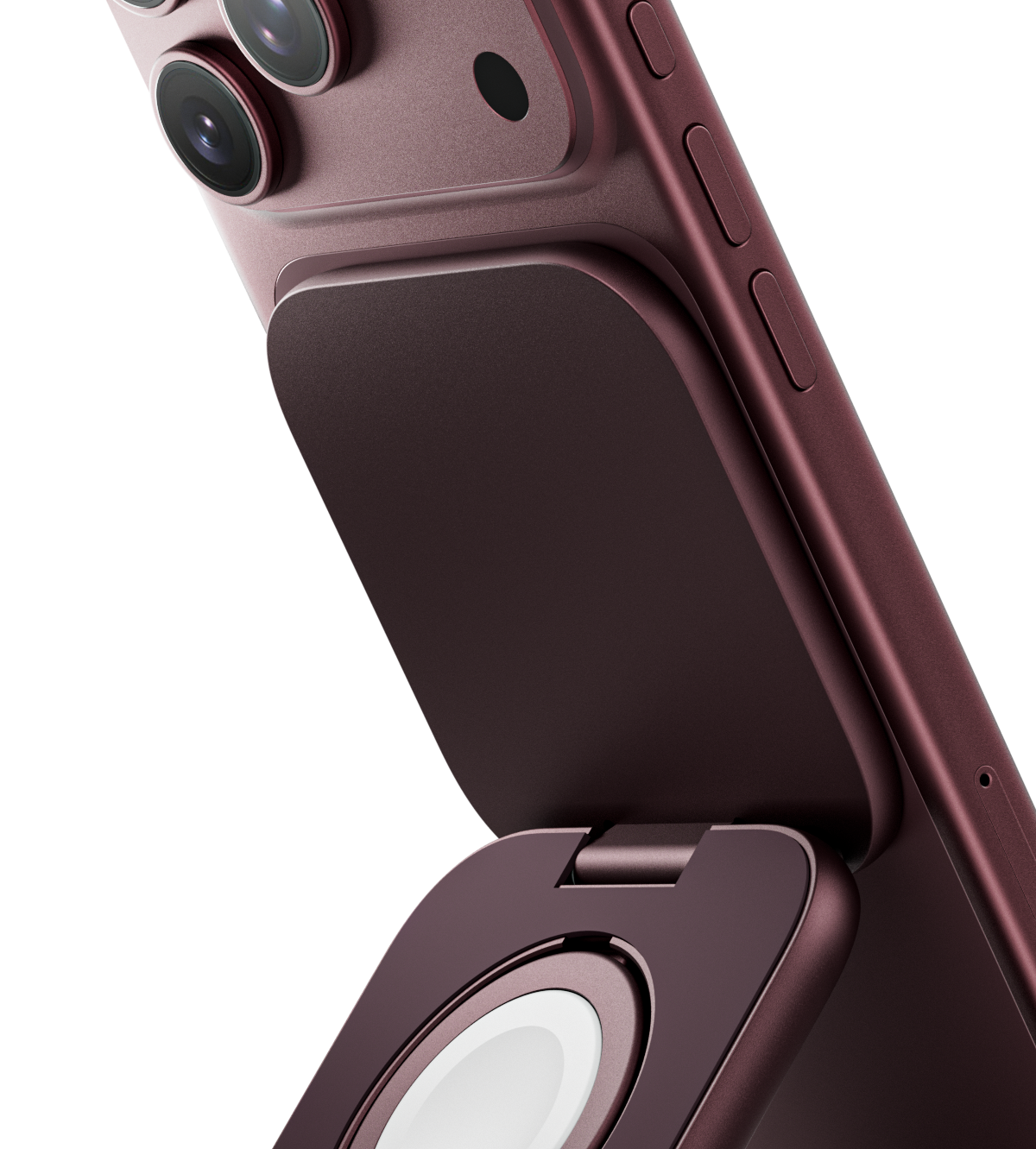 KUXIU X40 Turbo Qi2.2 Certified 25W 3-in-1 MagSafe Foldable Wireless Charging Stand  - Burgundy