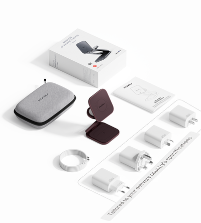KUXIU X40 Turbo Qi2.2 Certified 25W 3-in-1 MagSafe Foldable Wireless Charging Stand  - Burgundy