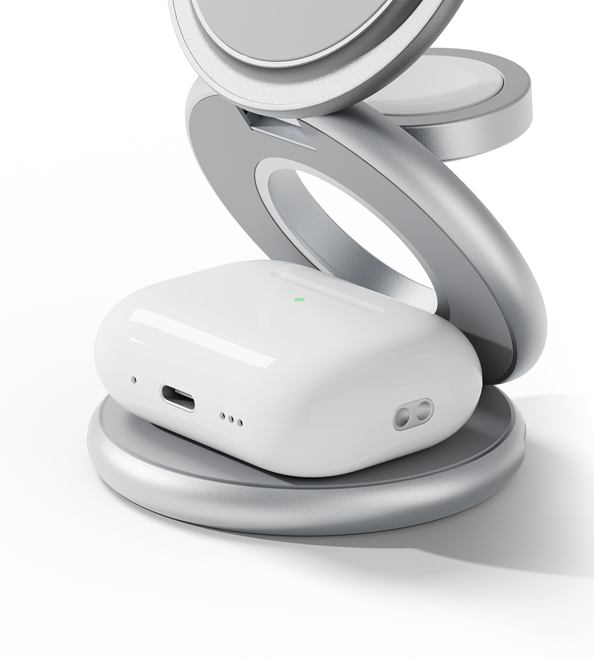 KUXIU X63 faltbare magnetische 3-in-1-MagSafe-Ladestation – Silber