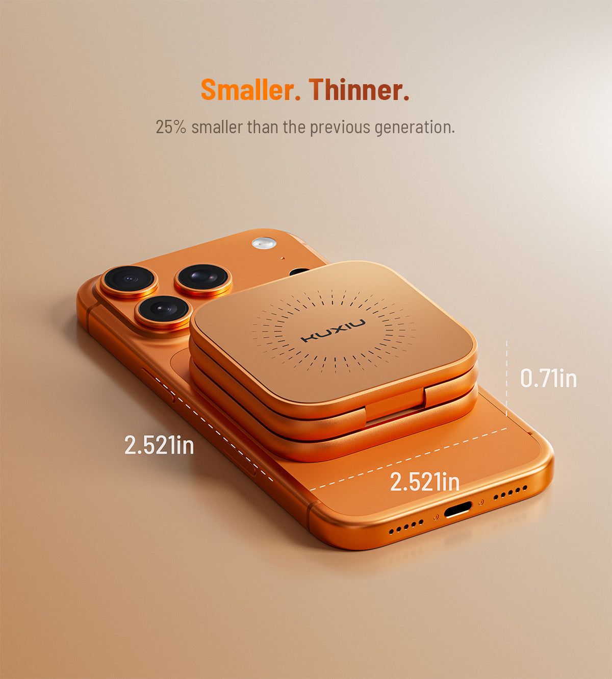 KUXIU X40 Turbo Qi2.2 인증 25W 3-in-1 MagSafe 접이식 무선 충전 스탠드 – 코스믹 오렌지