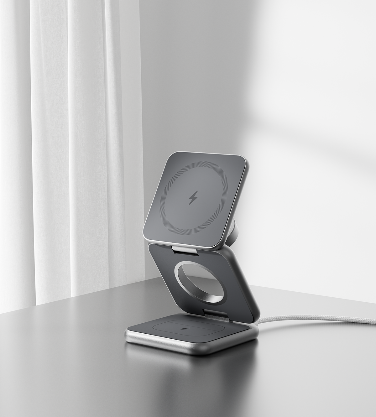 KUXIU X40 3-in-1 MagSafe Foldable Charging Stand - Gray