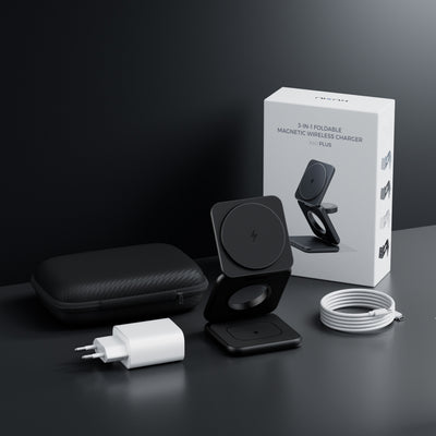 KUXIU X40 Plus składana podstawka ładująca MagSafe 3 w 1 – czarna