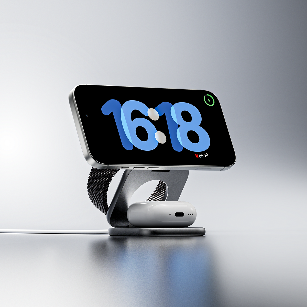 KUXIU X40 Turbo Skládací bezdrátová nabíječka 3-v-1 MagSafe 25W, certifikovaná Qi2.2 - Šedá