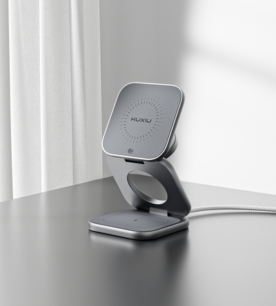 KUXIU X40 Turbo Skládací bezdrátová nabíječka 3-v-1 MagSafe 25W, certifikovaná Qi2.2 - Šedá