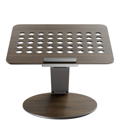 KUXIU X53 Supporto ergonomico per laptop con hub 8-in-1 integrato - Venatura del legno