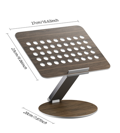 KUXIU X53 Supporto ergonomico per laptop con hub 8-in-1 integrato - Venatura del legno