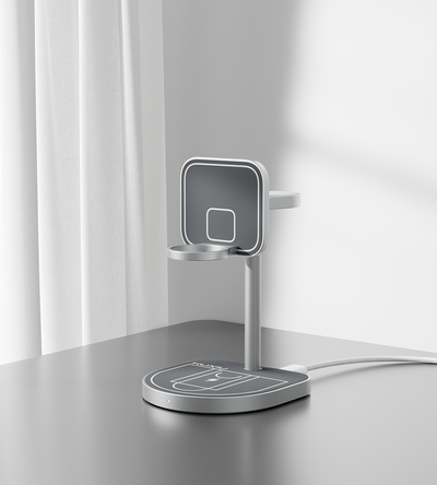 KUXIU 3-Point Power Creative 3-in-1 MagSafe Charging Stand - Gray